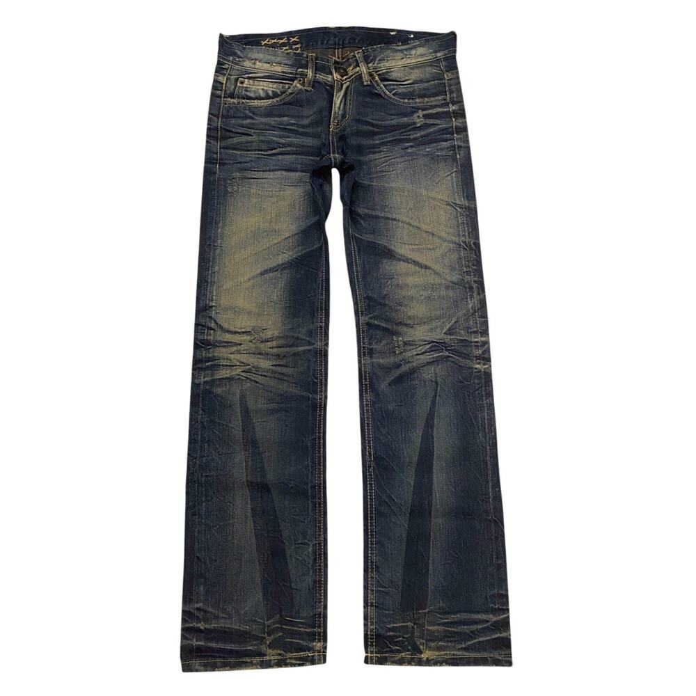 Vintage Faded Wash Low-rise Denim Jeans Blue Beige size 32